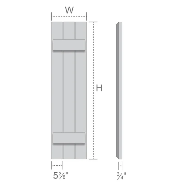 26 7/8x22W x 68x22H TimberCraft Five 5 3/8x22 Boards Framed Board-n-Batten Shutters w/Z-Bar - Rough Sawn Western Red Cedar (Per P