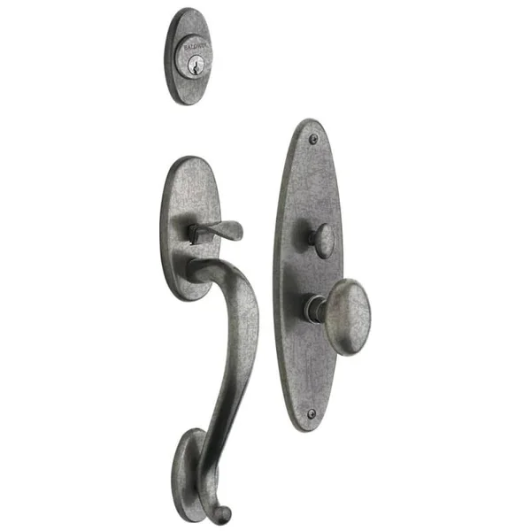Baldwin 6560452FD Lexington Dummy Handleset Trim Set in Distressed Antique Nickel