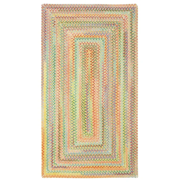 Capel Rugs - Baby&s Breath Concentric Rectangle Braided Rugs - Size: 2& x 3&, Blue