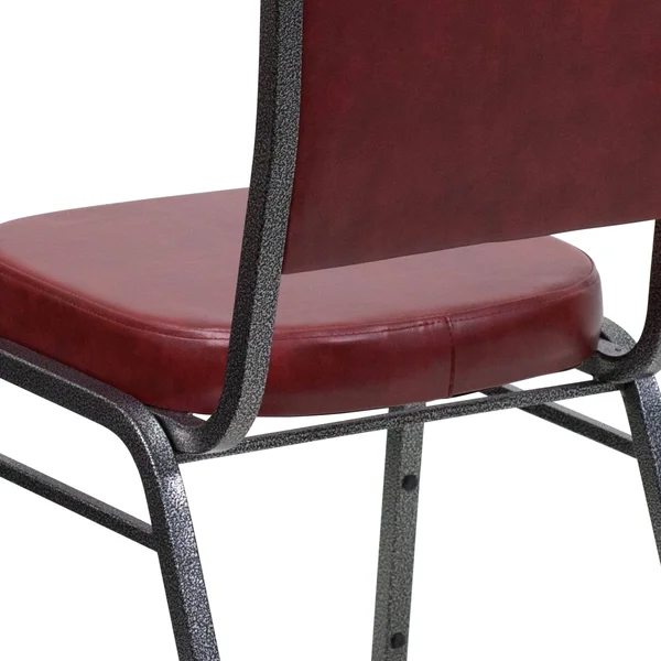 Flash Furniture Hercules Series Crown Back Stacking Banquet Chair, Burgundy Vinyl, Silver Vein
