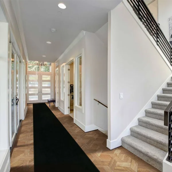 runrug USA Plain Black Hallway Carpet Rug Runner Length: 7 foot - Width