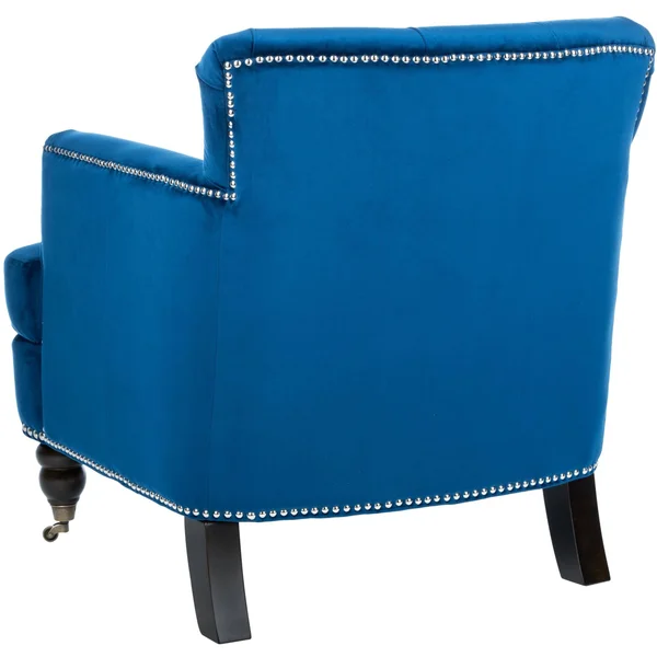 Safavieh Colin Tufted Club Chair - Navy - Espresso