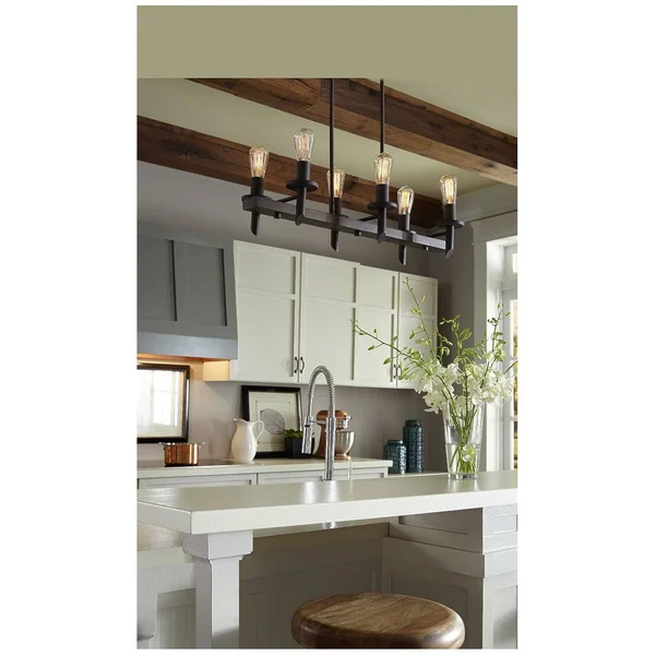 Quoizel TVN232DK Tavern 6 Light Island Chandelier - Darkest Bronze