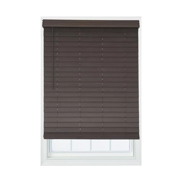 Allen + Roth 2.5-in Slat Width 61-in x 72-in Cordless Brown Faux Wood Room Darkening Horizontal Blinds - DFHSC6672-61