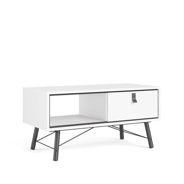 Tvilum Ry 1 Drawer Coffee Table, White Matte/Black