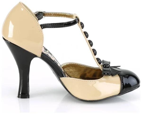 Pin Up Couture - Womens Smitten-10 Heels Cream Black - Size-10