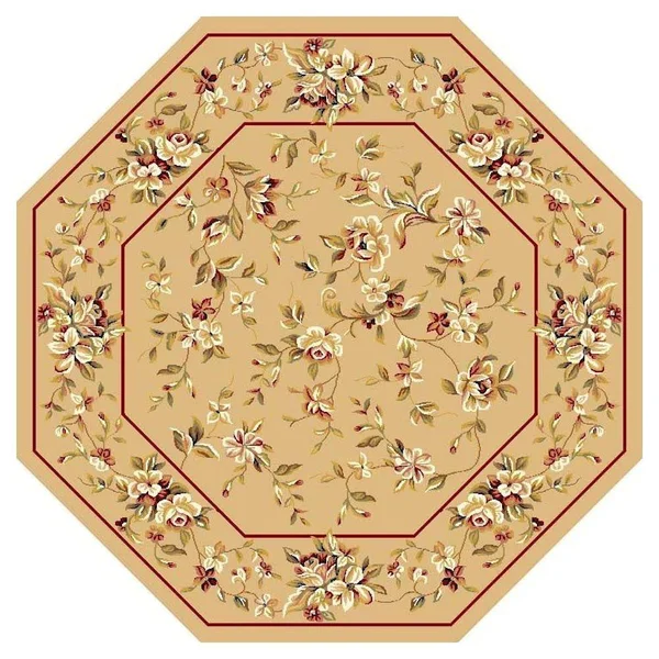 Kas Cambridge 7338 Beige Floral Delight Area Rug - 7&7x22 Octagon