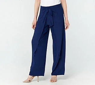 Graver Susan Graver Regular Liquid Knit Pull-On Pant w/ Overlay, Size Large, Sapphire