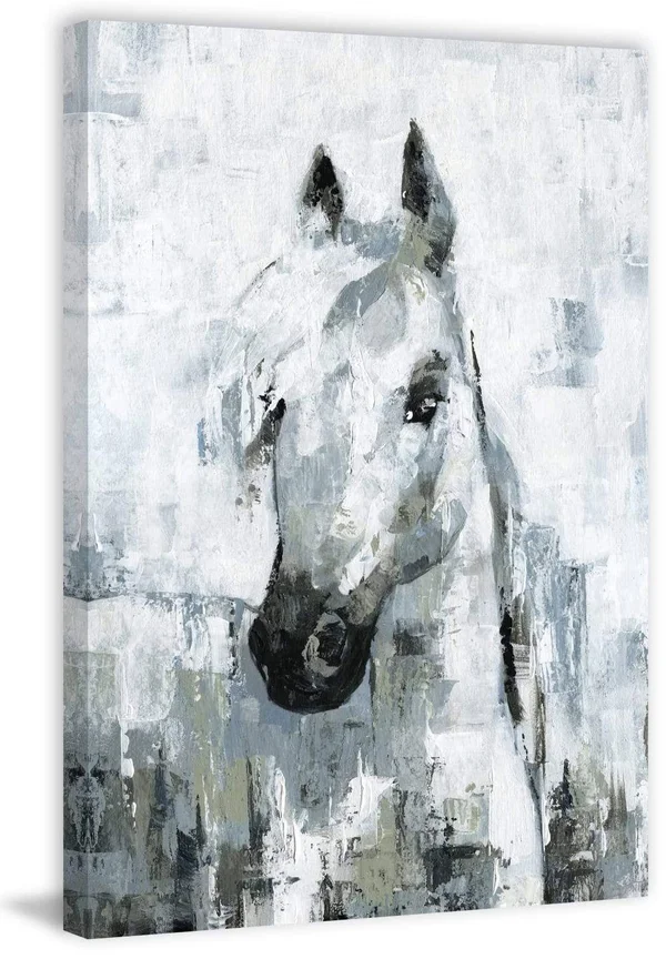 Marmont Hill Horse Portrait Canvas Wall Art - 24 inch x 16 inch, Size: 1.50 inch x 16.00 inch, White