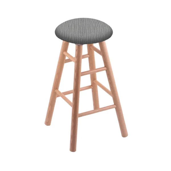 Holland Bar Stool Oak Round Cushion 24x22 Swivel Counter Stool with Smooth Legs - Natural Finish, and Graph Alpine Seat