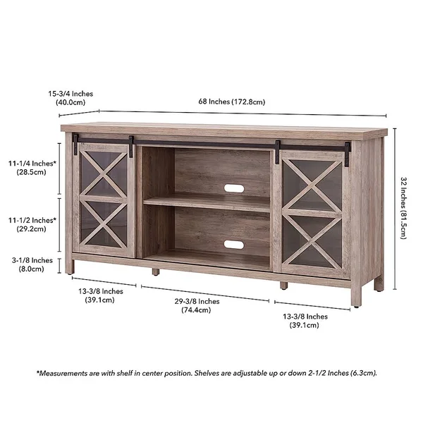 Henn & Hart TV0949 68 in. Clementine TV Stand Gray Oak