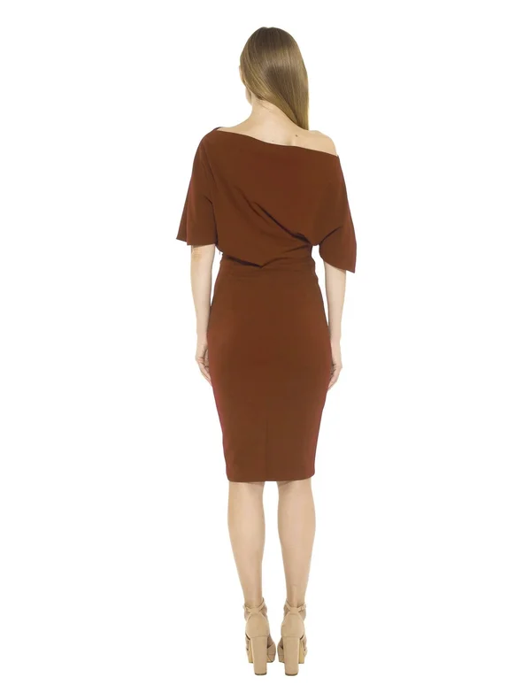 Alexia Admor Olivia Draped One Shoulder Sheath, Emerald, S
