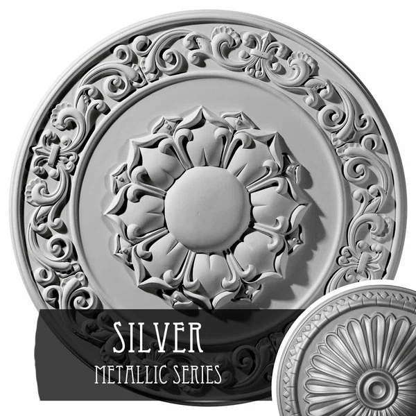 27 3/4x22OD x 2x22P Sydney Ceiling Medallion (Fits Canopies Up to 5 3/4x22), Hand-Painted Silver