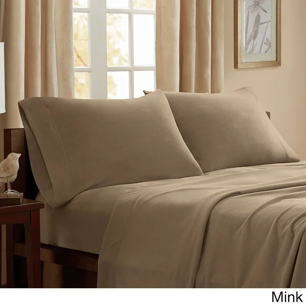 Porch & den Herron Stain Resistant Fleece Bed Sheet Set - King - Mink
