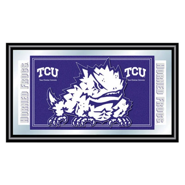 NCAA Texas Christian University Logo and Mascot Framed Mirror