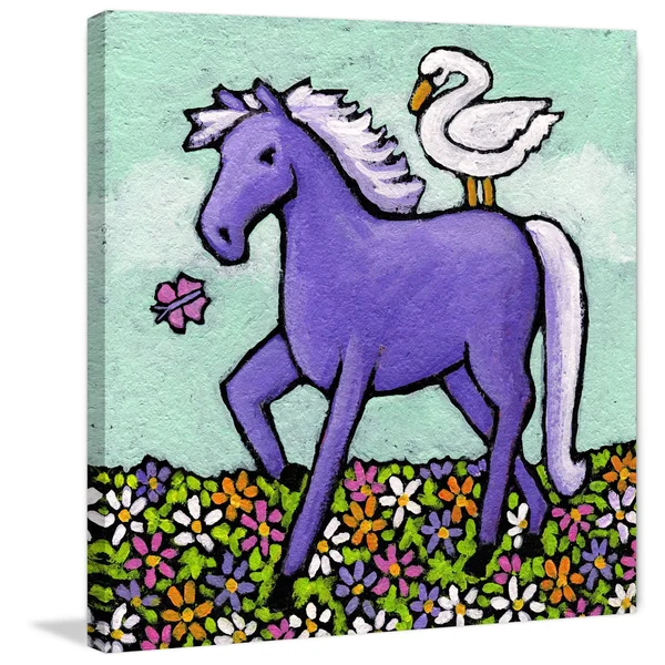 Swan Riding A Horse Painting Print on Wrapped Canvas - Size: 40 x 40