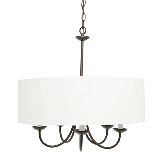 Progress Lighting P4217-20 Drum Shade Antique Bronze 5 Light Chandelier