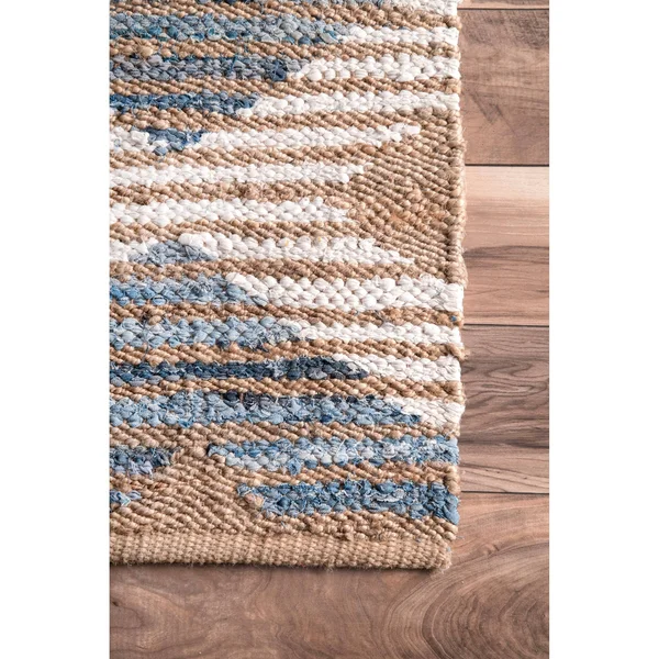 nuLOOM Hand Braided Marla Denim Diamonds Area Rug - Blue/Ivory