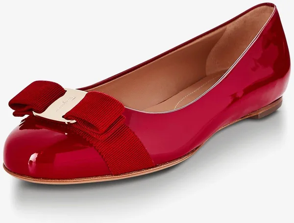Salvatore Ferragamo Varina Patent Bow Ballet Flats, Rosso (Red)
