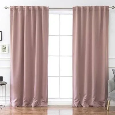 Sweetwater Solid Blackout Thermal Rod Pocket Double Curtains Curtain Color: Mauve - Size per Panel: 52x22W x 96x22L