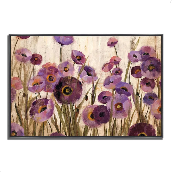 Tangletown Fine Art Pink and Purple Flowers by Silvia Vassileva Framed Painting Print, 22x22 x 32
