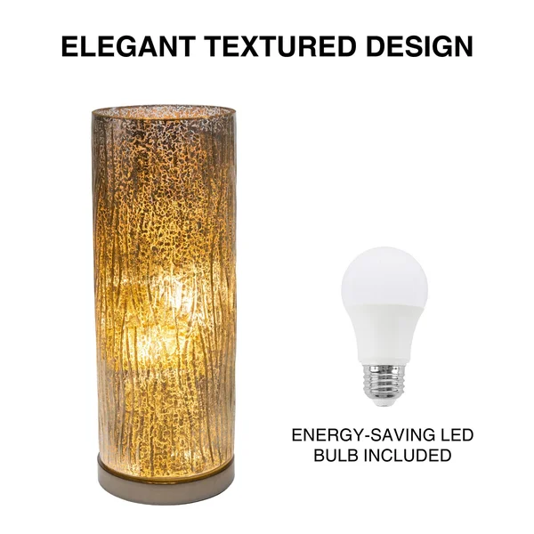Lavish Home 6 in. LED Uplight Table Lamp in Silver Mercury