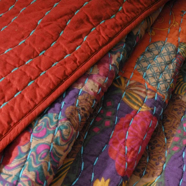 Benjara Tisa 2 Piece Reversible Twin Quilt Set with Floral and Fruit Pattern, Multicolor