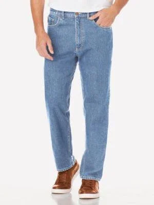 Scandia Woods Men's Relaxed-Fit Side-Elastic Jeans, Bleach Denim 46 S