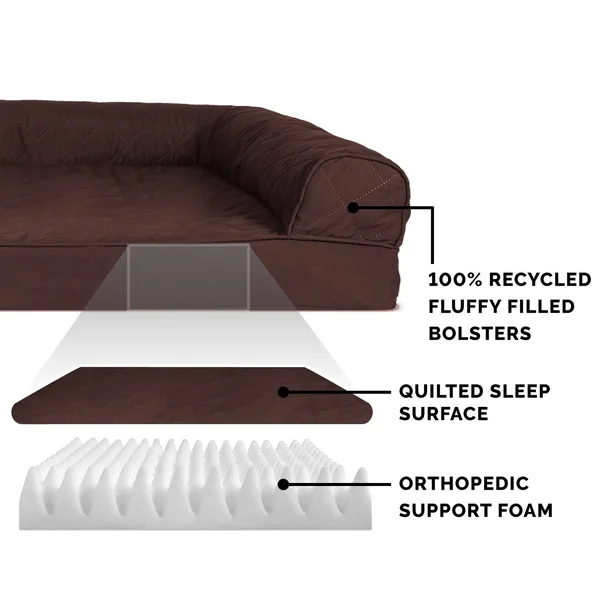 FurHaven Quilted Orthopedic Sofa Pet Bed - Toasted Brown (Jumbo Plus)