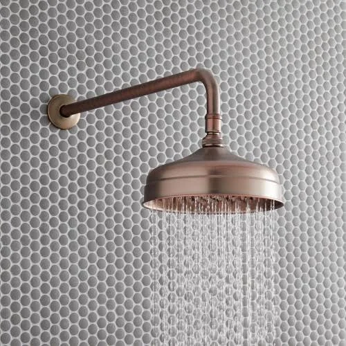 Signature Hardware 8x22 Rainfall Nozzle Shower Head Has 19x22 Extended Arm in Oil Rubbed Bronze 276712
