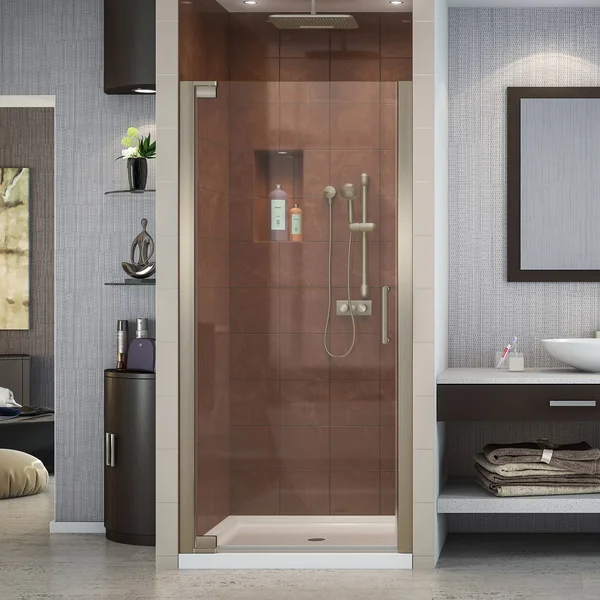 DreamLine SHDR-4125720-04 Elegance 25 1/4 -27 1/4x22 Frameless Pivot Shower Door Brushed Nickel