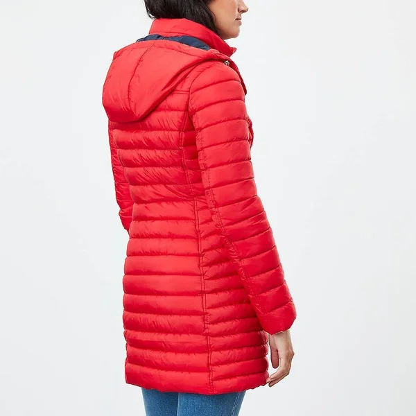 Joules Ladies Canterbury Long Luxe Padded Jacket in Red