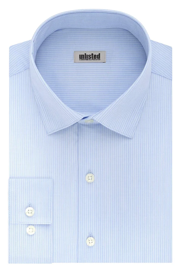 Kenneth Cole Unlisted Men's Slim-Fit Stripe Dress Shirt LT Blue Stripe