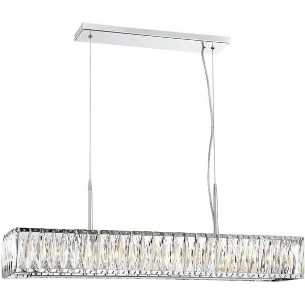 Possini Euro Design Sera 33 1/2x22 Wide Chrome and Crystal 5-Light Island Pendant