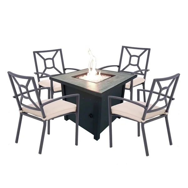San Marino Outdoor Aluminum Dining Armchair with Cushion - Set of 2 - Black