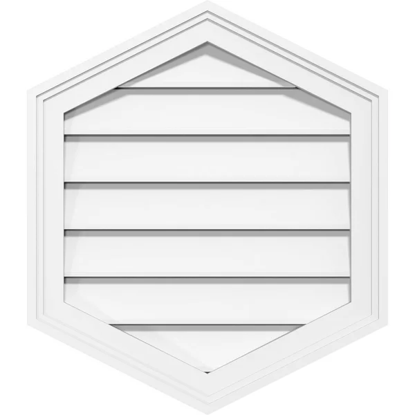 Ekena Millwork GVPVP16X3202SF-14 16x22W x 32x22H Vertical Peaked Surface Mount PVC Gable Vent 14/12 Pitch: Functional - w/ 2x22W