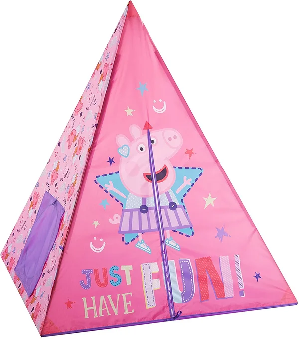 Peppa Pig Teepee Tent Set Includes Bonus Lights, Slumber Bag, and Pillow