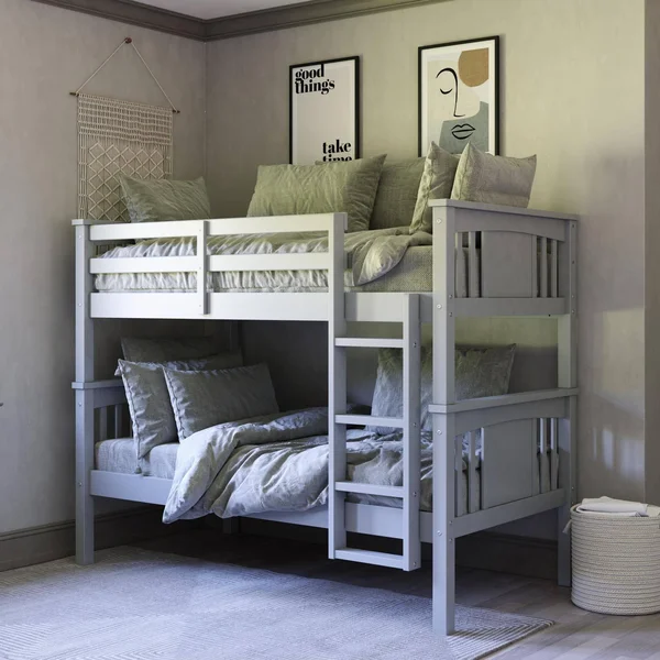 Avenue Greene Perry Twin Over Twin Wood Bunk Bed for Kids - Black