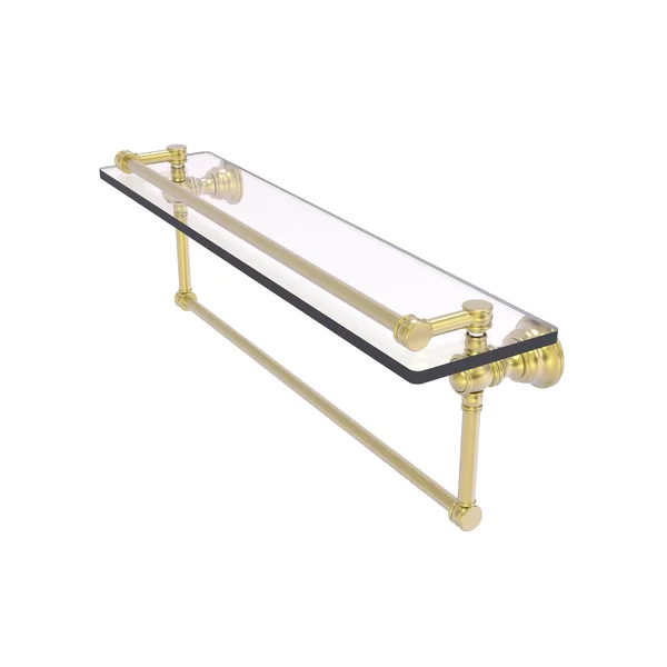 Carolina Collection Gallery Glass Shelf with Towel Bar - Satin Brass - 22 inch