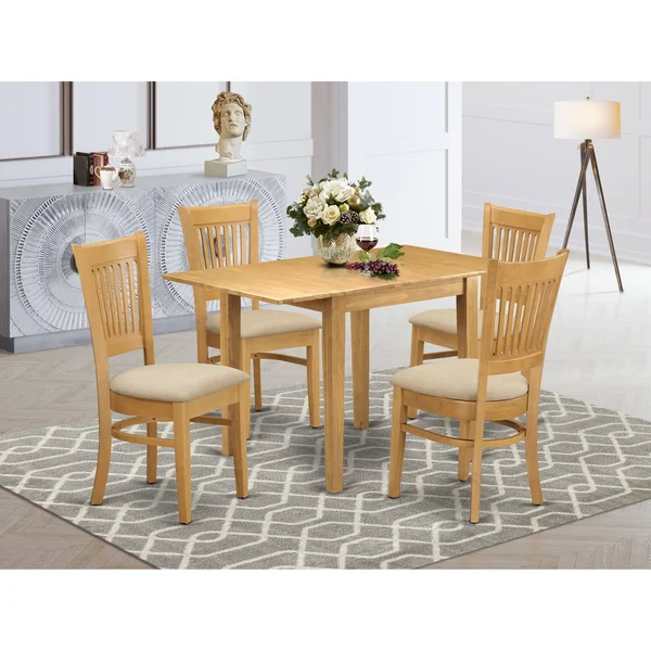 East West Furniture Dining Room Set Oak, NDVA3-OAK-C