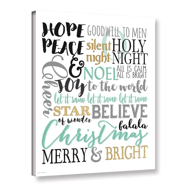 ArtWall Jo Moulton&s &Merry & Bright Subway& Gallery Wrapped Canvas - White - 24 x 32