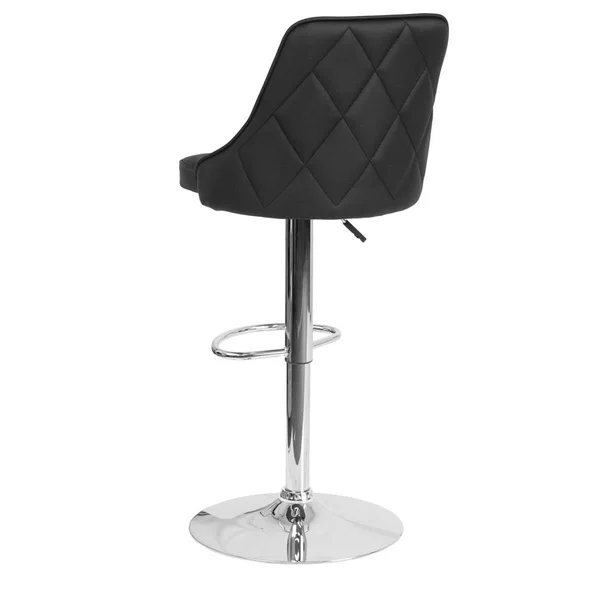 Trieste Contemporary Adjustable Height Barstool - Black Leather