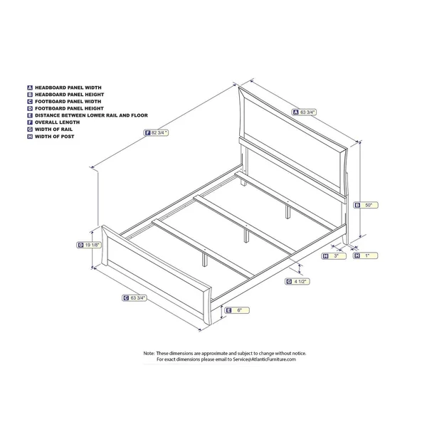 Atlantic Furniture Metro Queen Bed with Matching Foot Board in Espresso