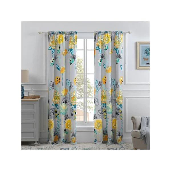 Greenland Home Watercolor Dream Curtain Panel Pair - 84-Inch L, Gray