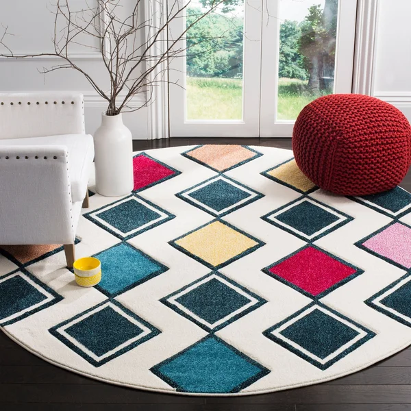 Safavieh Hollywood HLW704B 5&3x22 x 7&6x22 Ivory - Peacock Blue Area Rug