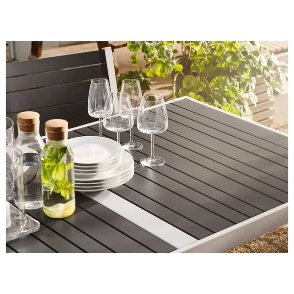 IKEA - SJ腖LAND Table and 4 Armchairs - Outdoor, SJ腖LAND Dark gray/Fr鰏鰊/Duvholmen Dark Gray, 61 1/4x35 1/4