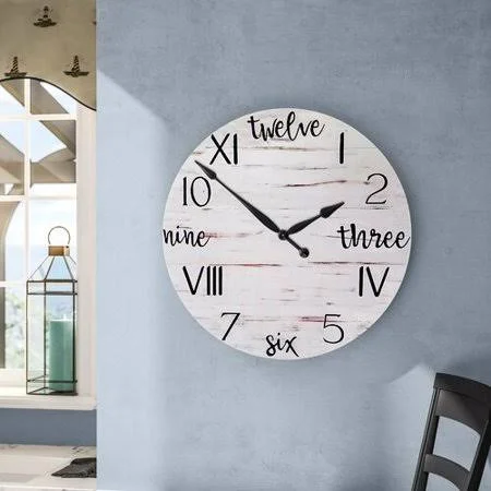 Highland Dunes Oversized Bridport Farmhouse Wall Clock