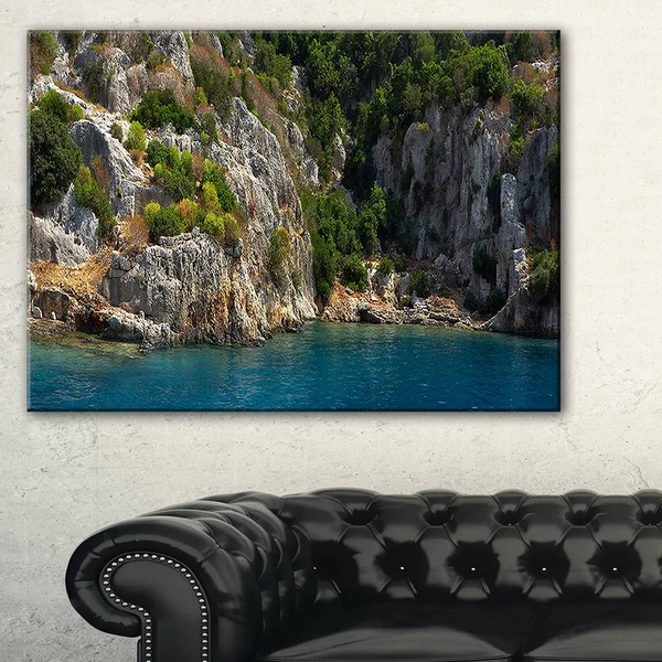 Design Art Beautiful Turkey Tropical Beach Photographic Print on Wrapped Canvas - Blue