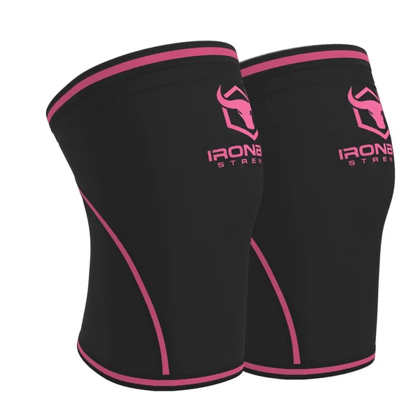 7mm Knee Sleeves, Black/Pink, L