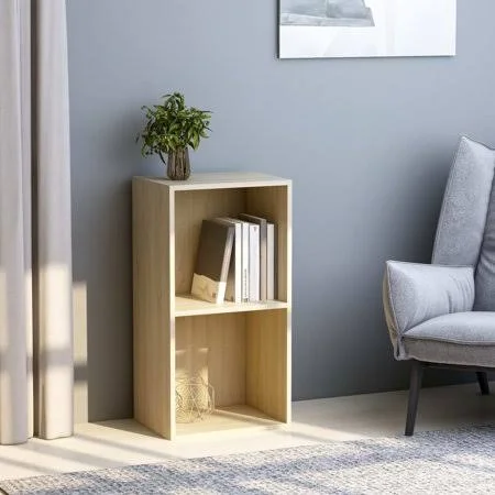 Lyumo 2-Tier Book Cabinet Sonoma Oak 15.7 inchx11.8 inchx30.1 inch Chipboard